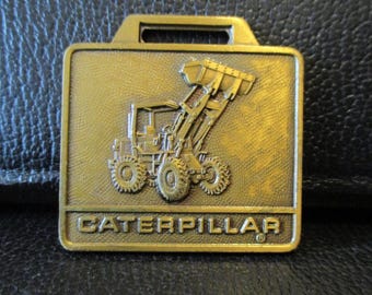 Vintage CAT Caterpillar Wheel Loader Brass Pocket Watch Fob Advertising Promo Construction Collectible