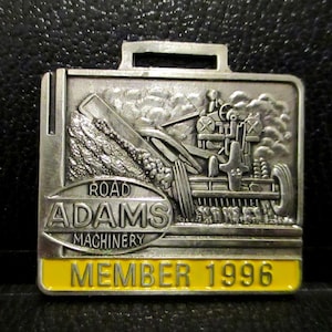 1996 ADAMS Road Machinery Grader Pocket Watch Fob IWFAI International Watch Fob Association Inc Collectible Member #1976 Louis J Fulper