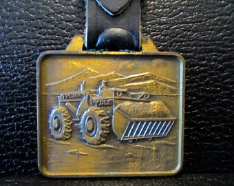 Yale Towne Manufacturing Comp. TROJAN Division Wheel Loader Brass Pocket Watch Fob Heavy Equipment Construction Batavia NY & San Leandro CA