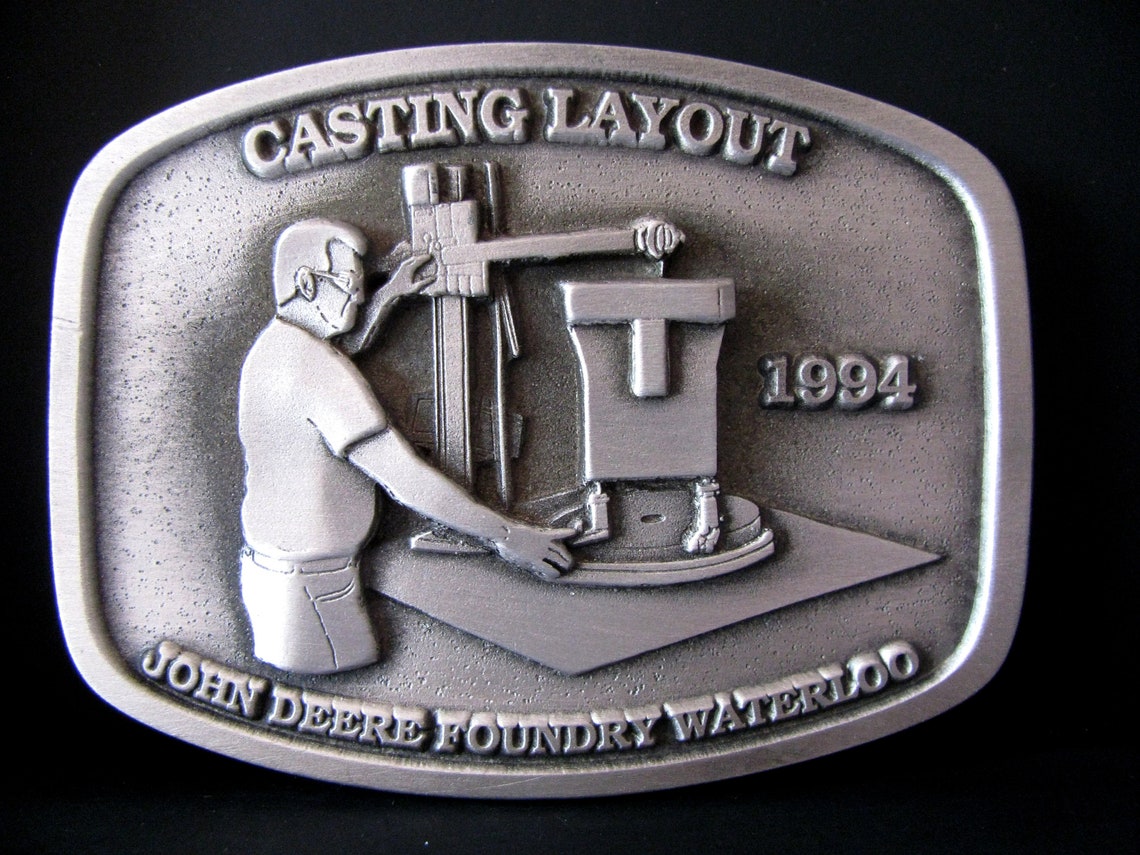 John Deere Foundry Waterloo Iowa casting Layout 1994 Pewter Belt Buckle