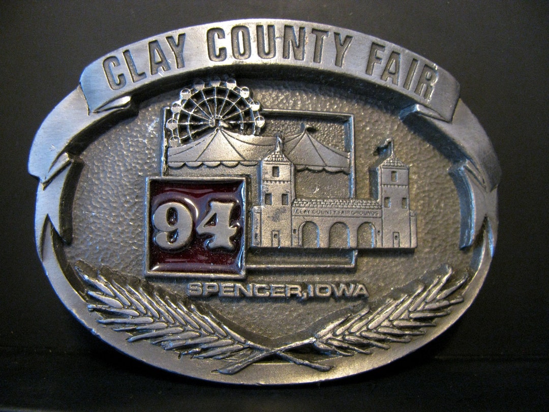 1994 Clay County Fair Spencer Iowa John Deere Collector Pewter & Enamel Belt Buckle Limited