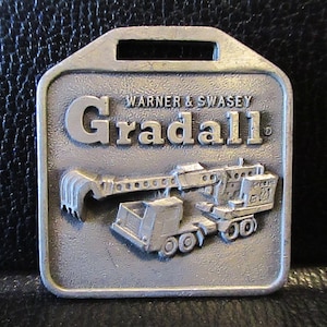 Warner Swasey GRADALL Truck Wheel Excavator Metal Pocket Watch Fob Construction Collectible Advertising Promo Giveaway Silver