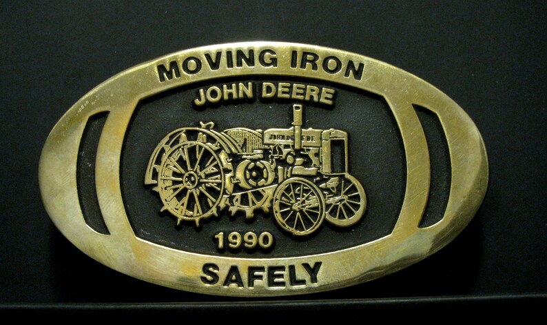 RARE John Deere Model D Tractor Moving Iron Safely 1990 Minneapolis Employee Safety Award Belt Buckle jd Anacortes Brass Works Lt Ed #20100
