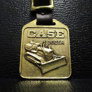 Case Construction Dozer Bulldozer Crawler Tractor Brass Pocket Watch Fob Promo Vintage Industrial Equipment Collectible