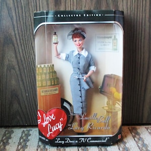 1997 Mattel Barbie Size 12&quot; Lucille Ball Ricardo Lucy Does a TV Commercial Episode 30 Collector Edition Fashion Doll & Display Stand 17645