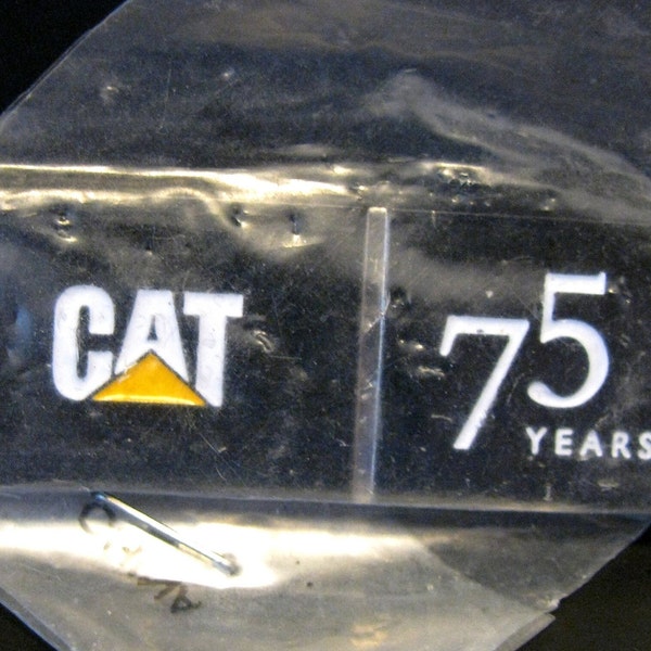 Caterpillar Cat Trademark Logo 75 Years Anniversary Metal & Enamel Hat or Lapel Pin Construction Mining Road Earth Moving tie tac crawler