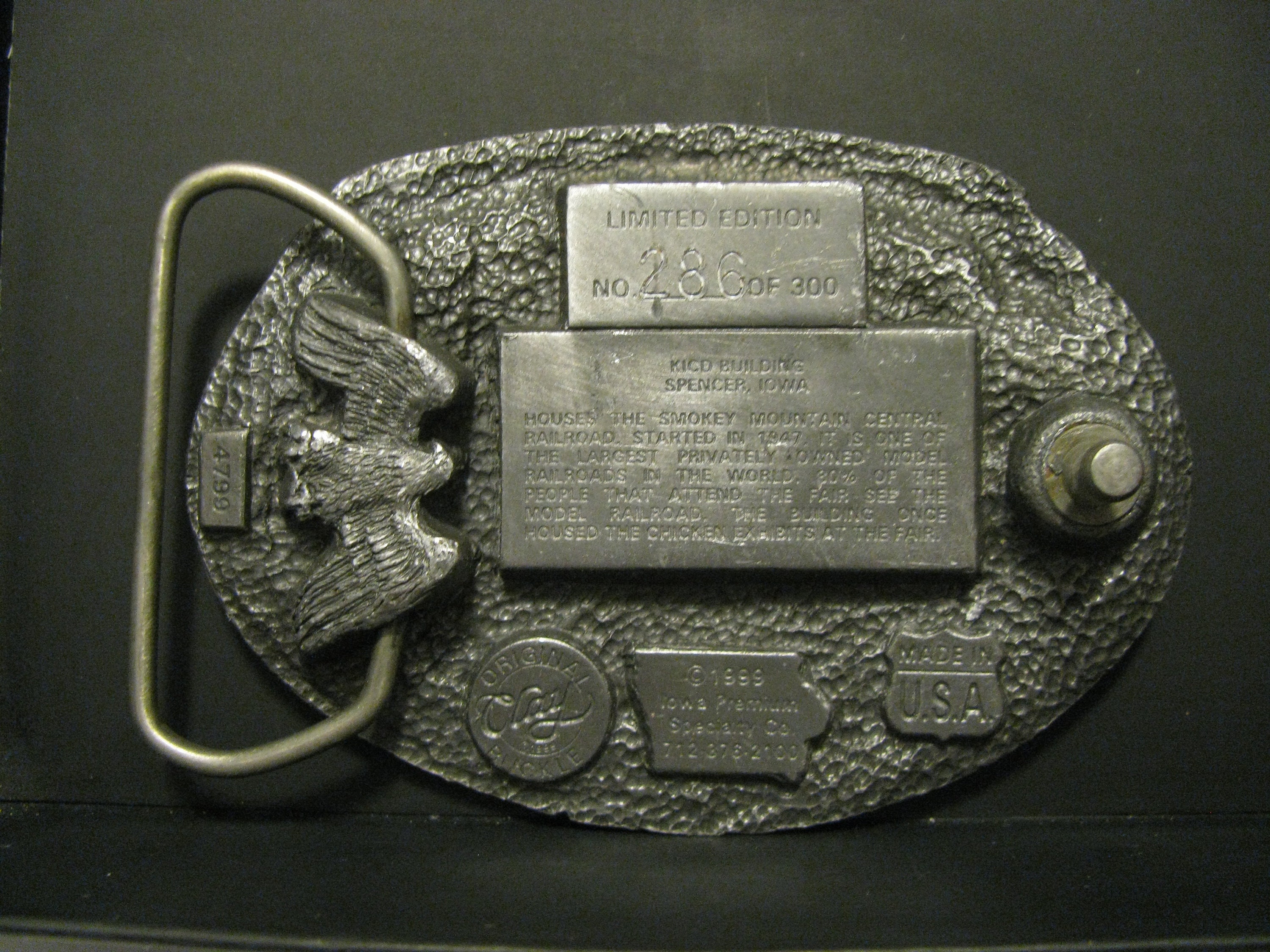 1999 Clay County Fair Spencer Iowa Collector's Pewter Belt Buckle