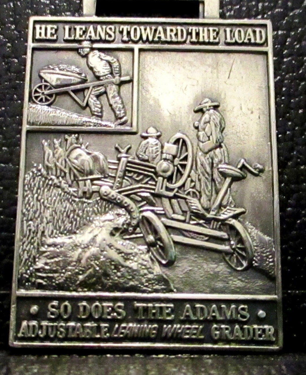 J D Adams Horse Drawn Adjustable Wheel Grader Watch Fob He Leans Toward The Load J D Adams Horse Drawn Adjustable Wheel Grader Watch Fob He  main image 4
