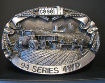 NEW Case IH 4494 4694 4894  4994  94 Series  4WD Tractor & Planter Pewter Belt Buckle 1988 CIH Sales Guides Inc  farm barns silo field wheat