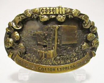 Case IH 1844 1822 1800 Series Cotton Express Pickers Brass Belt Buckle 1988 CIH Harvest Field Sales Guides Inc. WI J.I. Case Collectible