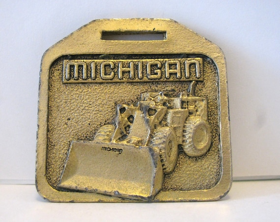 Michigan Front End Wheel Loader Brass Pocket Watch Fob