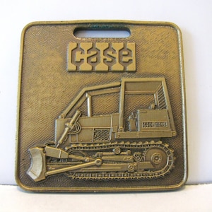 Case Construction 1150B Crawler Tractor Dozer Bulldozer Brass Pocket Watch Fob Vintage Industrial Equipment Collectible