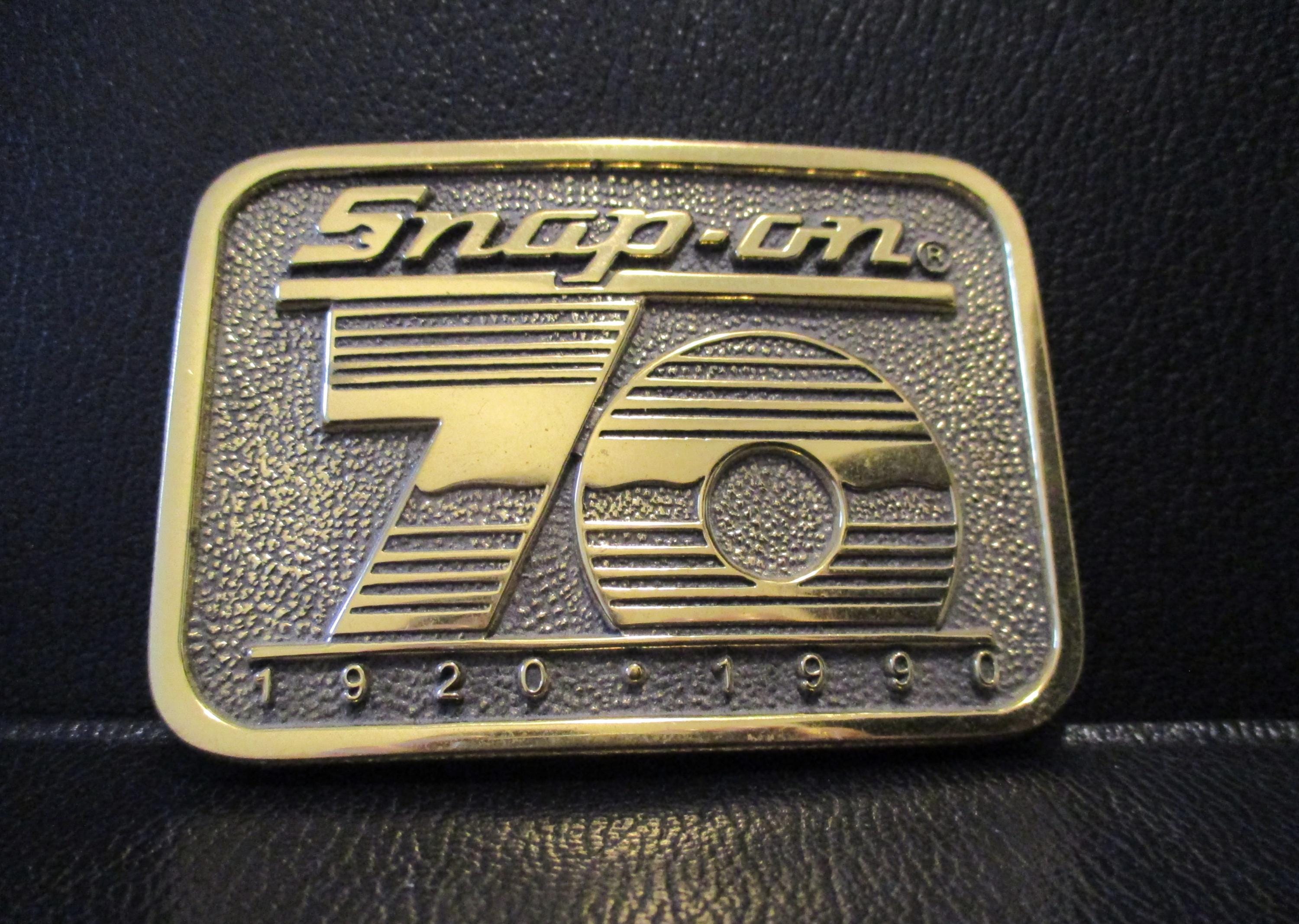 Snap-on Tools 70th Anniversary Belt Buckle 1920 - 1990 Solid Brass