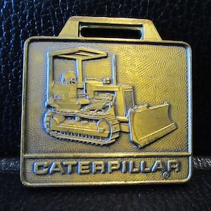 Caterpillar Cat Crawler Tractor Dozer Bulldozer Brass Pocket Watch Fob Advertising Promo Witt-Armstrong Equipment Company of Hopkinton, MA