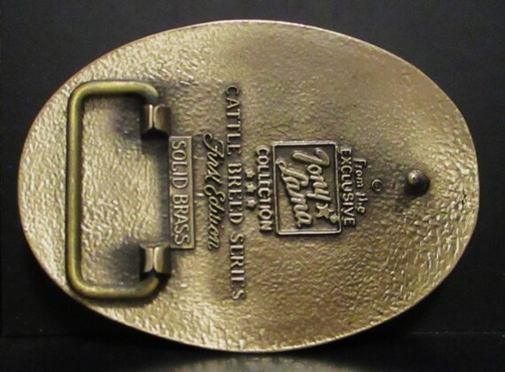 Tony Lama BRANGUS Bull Cow Sire Solid Brass Belt Buckle Cattle Breed Series FIRST Edition International Brangus Breeders Association Logo View 5