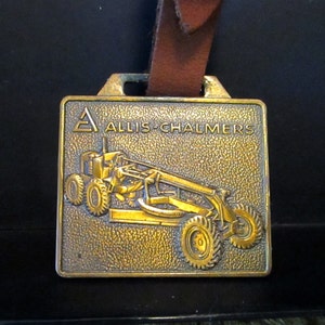 ALLIS CHALMERS Road Grader Onderhouder Messing Zakhorloge Fob met Leren Band AC Constructie Collectible weg grondverzet