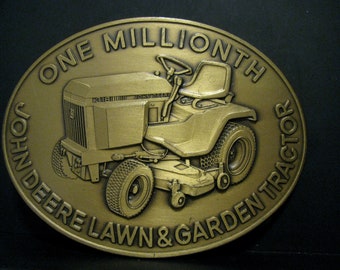 John Deere 318 Lawn & Garden Tractor Belt Buckle Commemorating One Millionth Manufactured Horicon Works WI 1984 Limited Edition Serial #5513