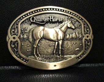 Tony Lama QUARTER PFERD Züchter Serie Massivmessing Gürtelschnalle ERSTE Ausgabe Farm ag Sammlerstück zeigen