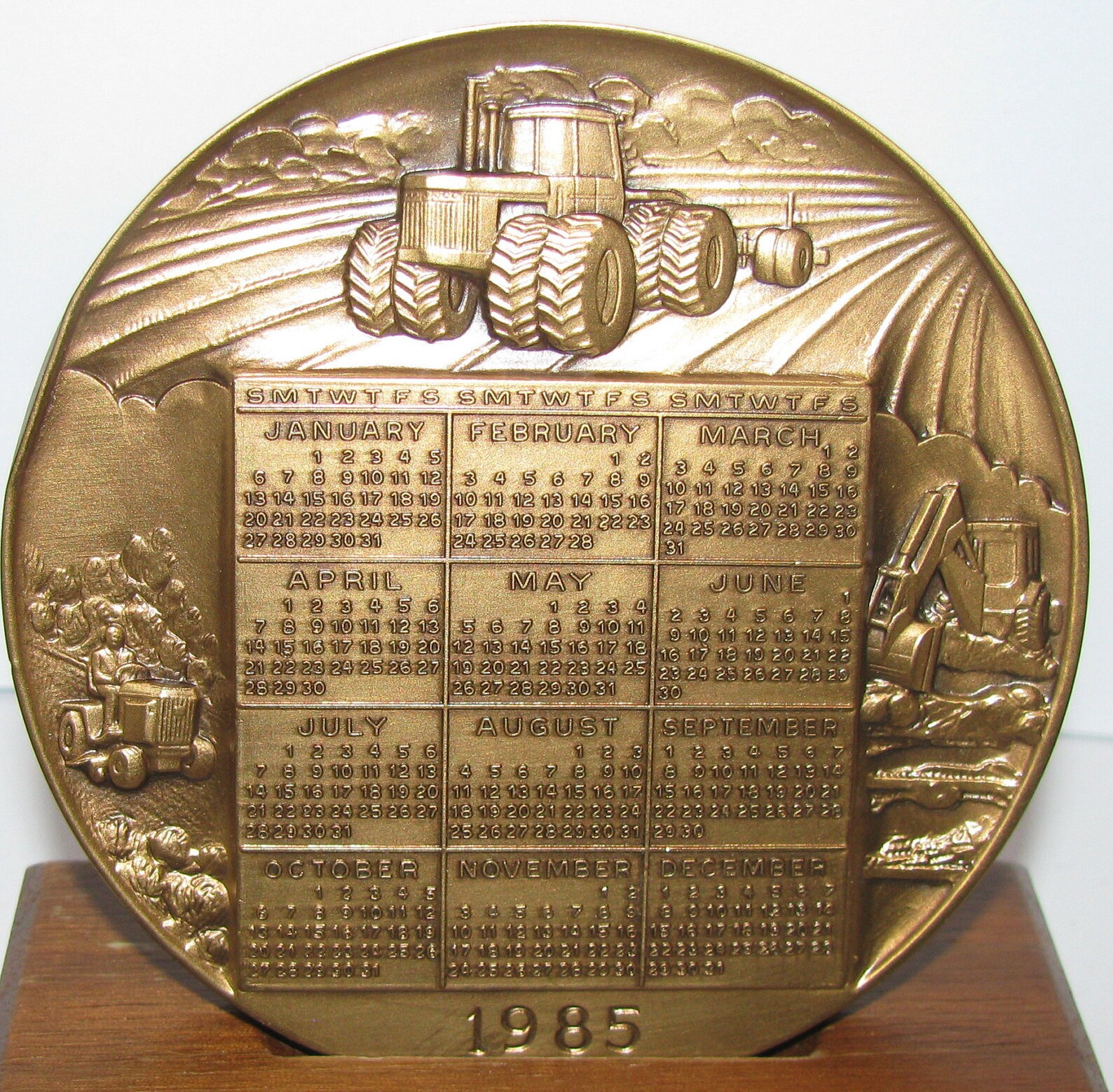 John Deere 1985 Brass Calendar Medallion With Stand Featuring Etsy