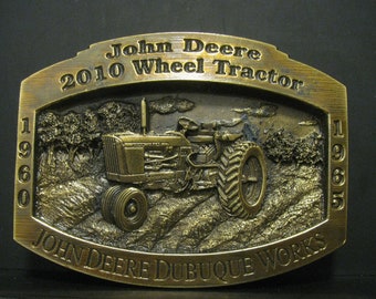 John Deere Dubuque Works Model 2010 Wheel Row Crop Tractor 1997 Brass Belt Buckle Limited Edition 1 of 2500 jd Collectible farm agriculture