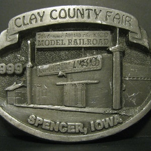 1999 Clay County Fair Spencer Iowa Collector&#39;s Pewter Belt Buckle Limited Edition #286 of 300 FFA 4h KICD Railroad Train Smokey Mountain