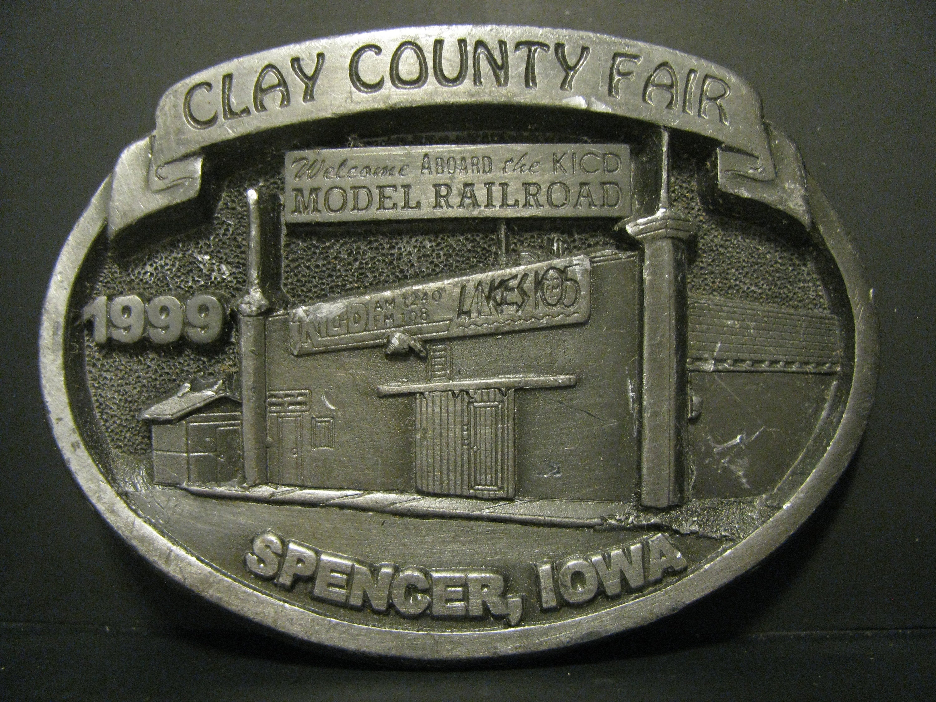1999 Clay County Fair Spencer Iowa Collector's Pewter Belt Buckle
