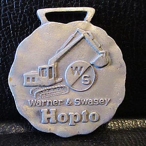 Warner Swasey GRADALL Truck Excavator & Hopto Track Excavator DOUBLE SIDED Pocket Watch Fob Construction Collectible Advertising Promo