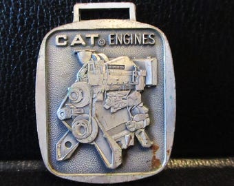 Caterpillar Cat D334 Industrial & Marine Engine Pocket Watch Fob Witt-Armstrong Advertising Promo Construction Heavy Equipment Collectible