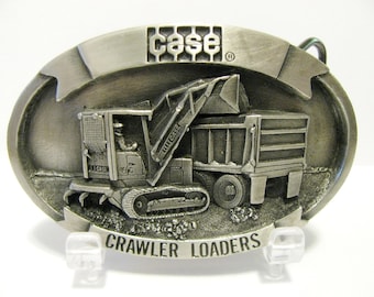 Vintage J I Case Construction 855D  1155E  1455B 455C Crawler Loader & Dump Truck 1988 Pewter Belt Buckle