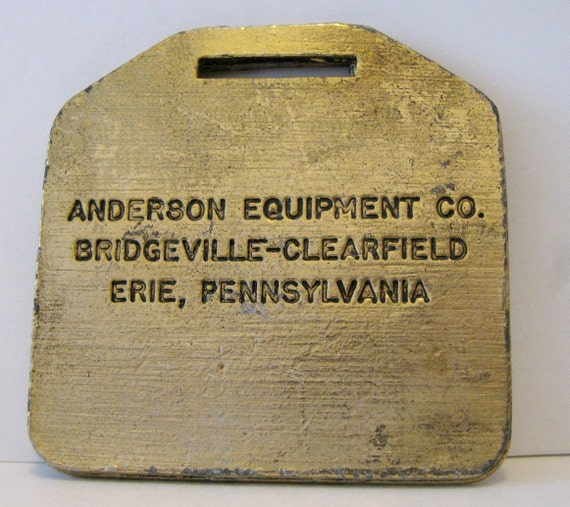 Michigan Front End Wheel Loader Brass Pocket Watch Fob Construction  Advertising Promo ANDERSON EQUIPMENT COMPANY Bridgeville Clearfield Erie -   Canada