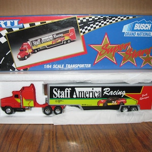Ertl Super Stars 93 Busch Grand National Staff American Racing 74 Sprague Kenworth Semi Transporter Truck 1/64 Toy 3880 Die Cast Metal BACE