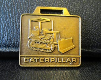 Caterpillar Cat D3 Crawler Tractor Dozer Bulldozer Brass Pocket Watch Fob Advertising Promo