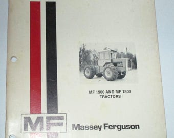 Manual de manutenção e proprietário do operador de trator Massey Ferguson MF 1500 e MF 1800, livro 9/1973 ORIGINAL!