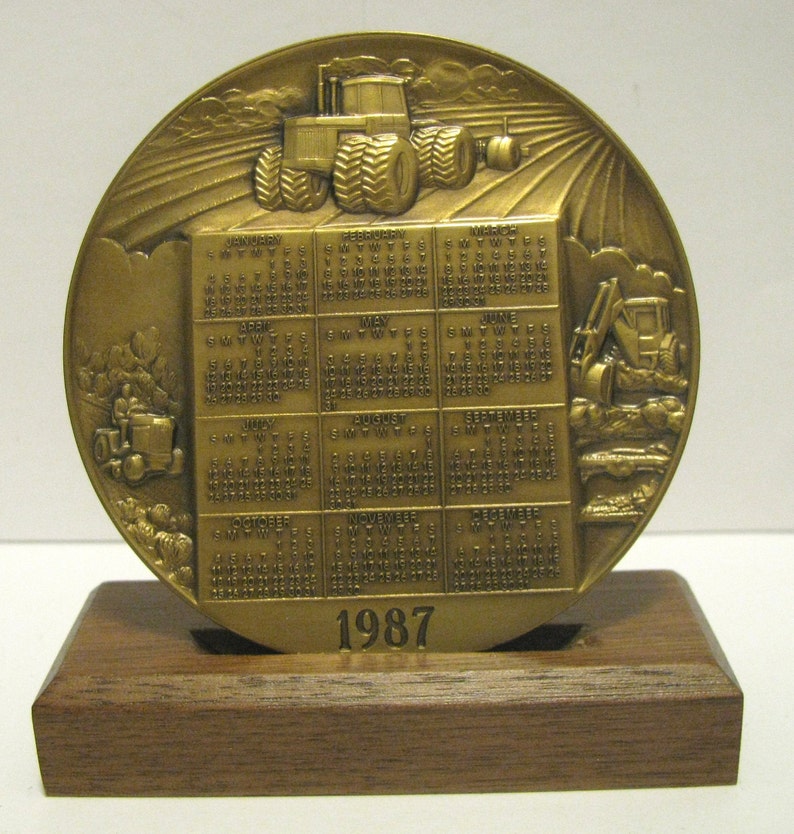 John Deere 1987 Bronze Calendar Medallion With the 1956 FOUR Etsy