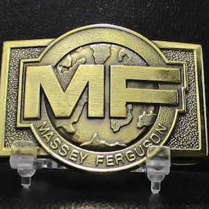 Massey Ferguson MF Trademark Logo Brass Belt Buckle 1978 Limited Edition Collectible tractor machinery equipment farm agriculture American