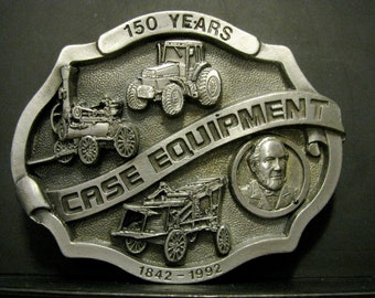 Case Equipment Steam Engine Thresher Tractor Wagon Pewter Belt Buckle Limited Edition 150th Anniversary 1842-1992 Case International IH 0017