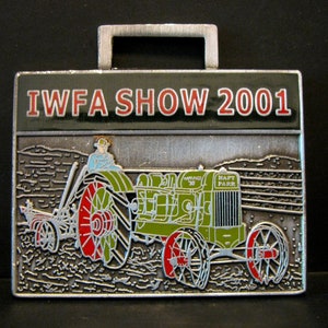 2001 Hart Parr 30 Steel Wheel Tractor & Oliver Plow Pocket Watch Fob IWFA 2001 Show (International Watch Fob Association Inc)  Metal Enamel