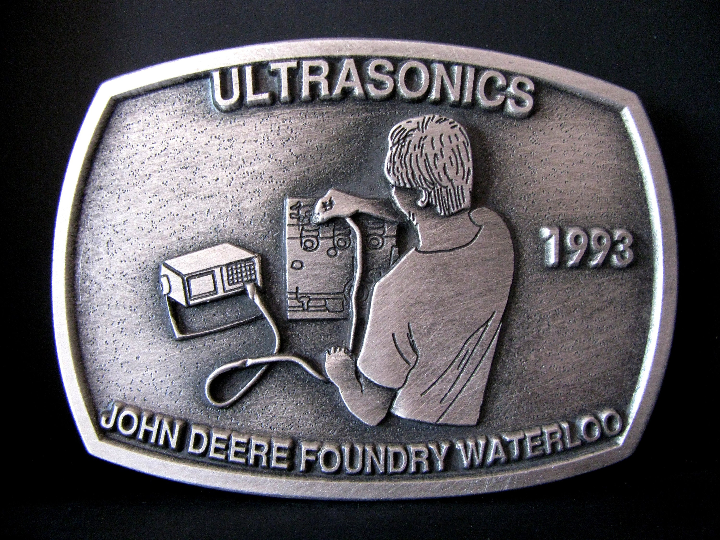 John Deere Foundry Waterloo Iowa ultrasonics 1993 Pewter Belt Buckle