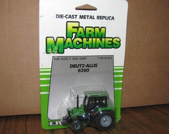 Deutz Allis 6260 Utility Tractor Ertl Toy #1241 Die Cast Metal 1986 DA AC Fahr 6200 Series Farm Machines Vehicle Lime Green & Black