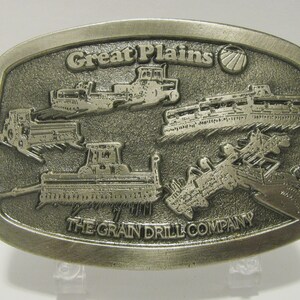 Great Plains Grain Drill Company Pewter Collector&#39;s Belt Buckle Limited Edition 10th Anniversary Serial 1388 farm agriculture ag equipment