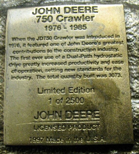 John Deere Dubuque Works 750 Crawler Tractor 1997 Bra… Gem