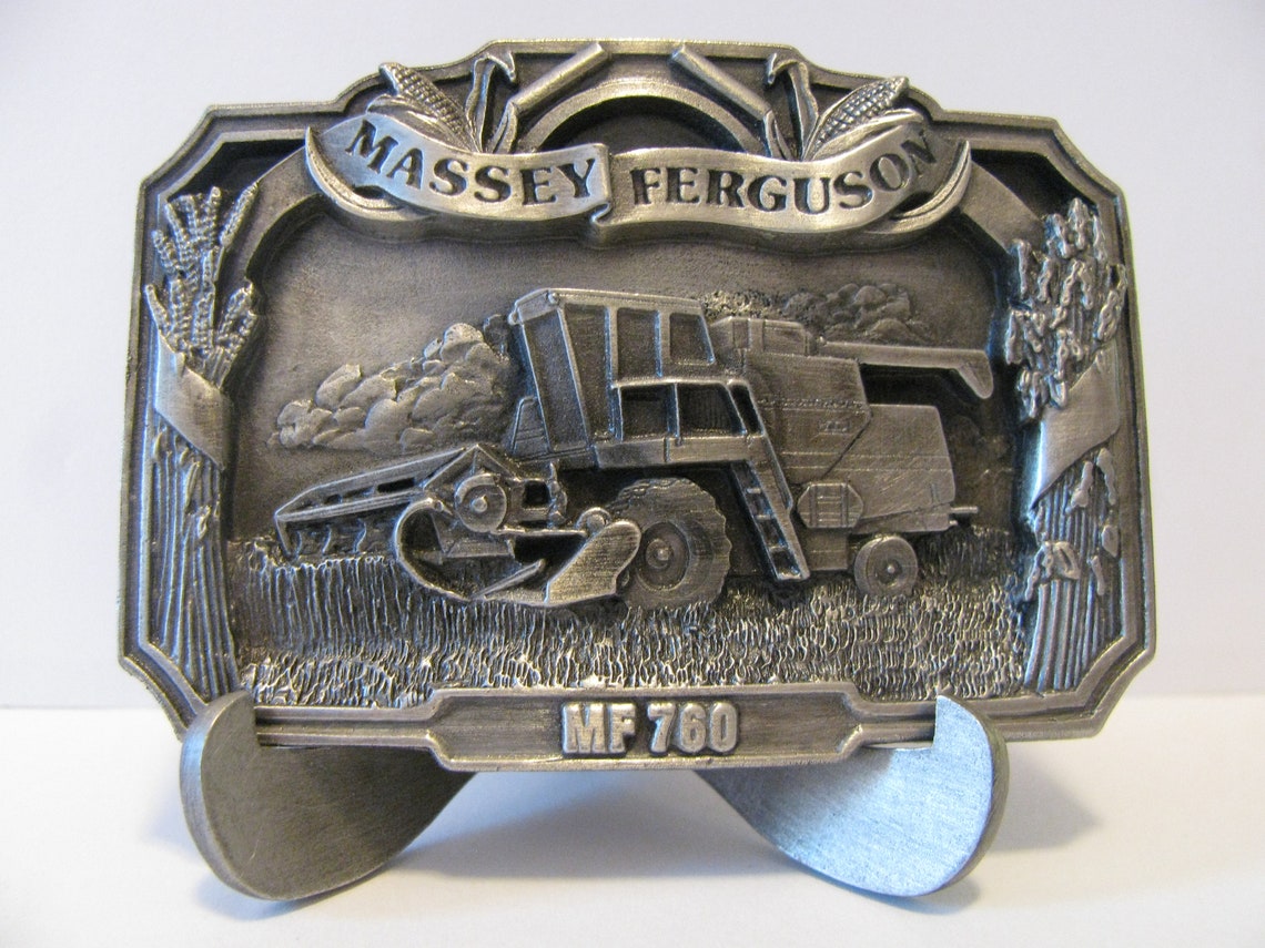 Massey Ferguson MF 760 Combine Pewter Belt Buckle 1986 Limited Edition ...