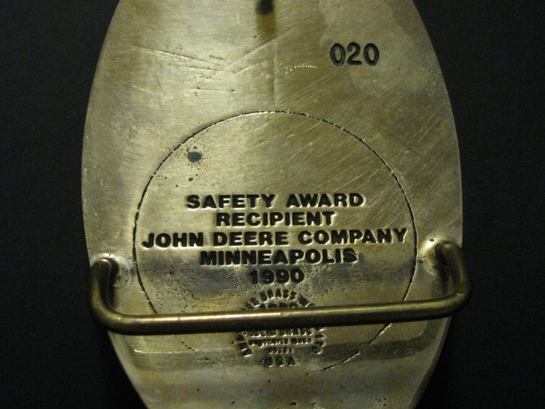 RARE John Deere Model D Tractor Moving Iron Safely 1990 Minneapolis Employee Safety Award Belt Buckle jd Anacortes Brass Works Lt Ed #20100