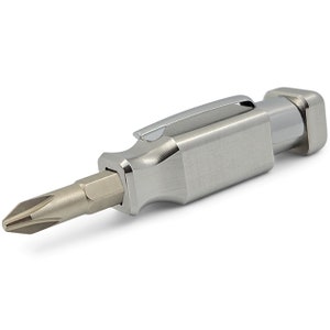 Pocket Screwdriver with Magnet and Clip - Double Ended Phillips and Flat Head - Made of Stainless Steel