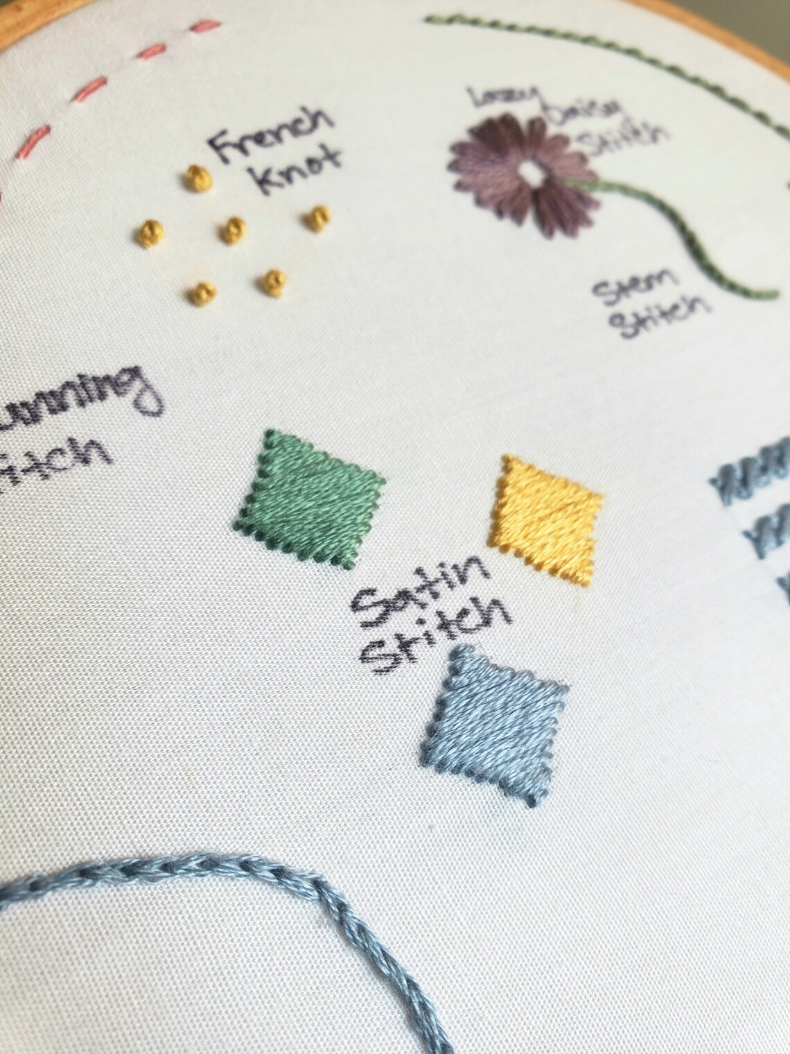 Beginner Embroidery Stitches Sampler Pattern Learn 10 Basic Stitches