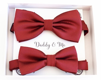 Red Bow tie set Daddy me gift set, Grandpa and me Father son matching Red bow tie, Toddler bow 1st birthday boy gift, Red kids bow tie