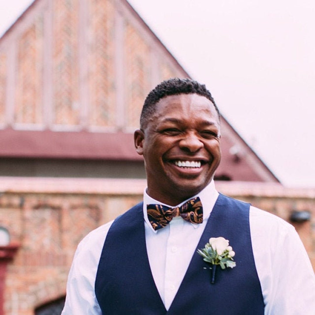 Navy Rose Gold Bow Tie, Best Man Request Gift, Groomsman Bow Tie, Man ...