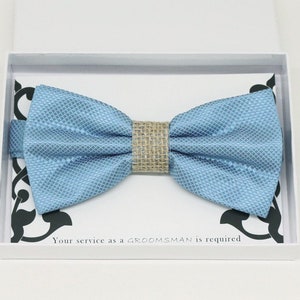 Noeud papillon bleu poussiéreux, cadeau de meilleur homme, arc groomsman, homme d’honneur, noeud papillon porteur d’anneau, quelque chose de bleu, cadeau d’anniversaire fait main, Félicitations grad