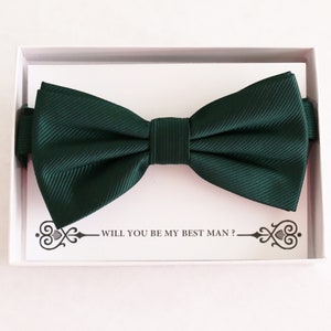 Smaragdgroene vlinderdas Beste man Groomsman Man of honor ringdrager verzoek cadeau, Kids volwassen boog, Verstelbare Pre gebonden Hoge kwaliteit