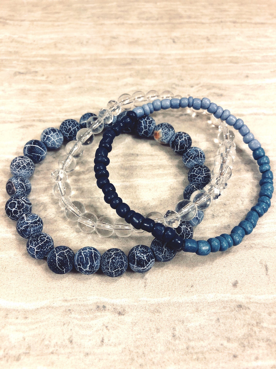 Navy Blue Clay Beaded Bracelets Etsy